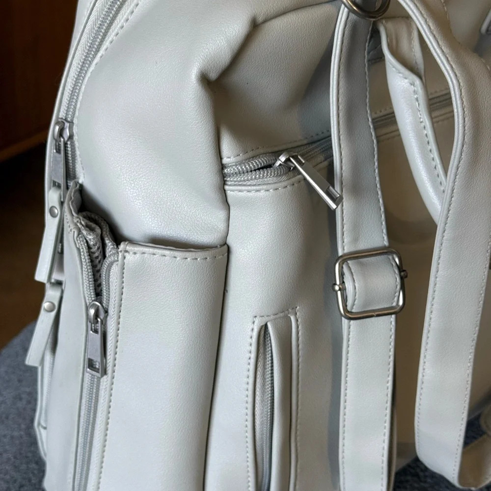 Chic Cream Backpack with Front Pocket